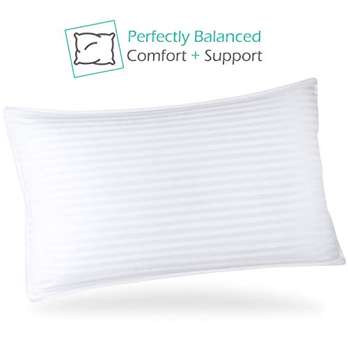  Bed Pillows For Sleeping - Down Alternative Sleep Pillows King Size Set Of 2-100% Cotton Pillow With Polyester Fiber Filling - Soft And Fluffy Pillow 20x 36 Inches