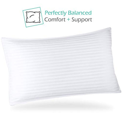  Bed Pillows For Sleeping - Down Alternative Sleep Pillows King Size Set Of 2-100% Cotton Pillow With Polyester Fiber Filling - Soft And Fluffy Pillow 20x 36 Inches