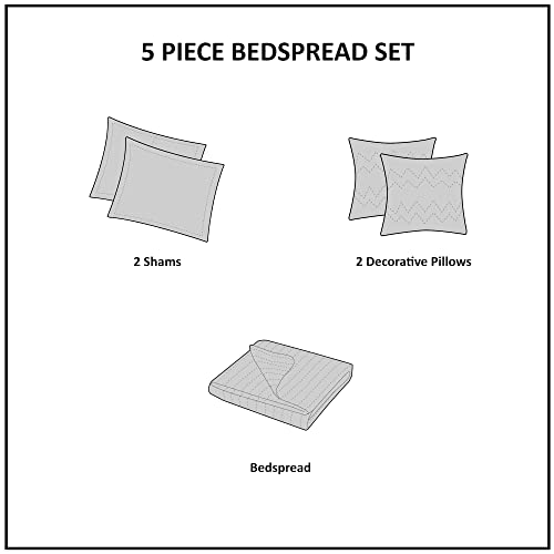  Ashbury Bedspread Set - Luxury Textured Quilt, All Season, Large Lightweight Coverlet, Cozy Bedding, Matching Shams, Medallion Blue, Oversized King (120 In X 118 In)