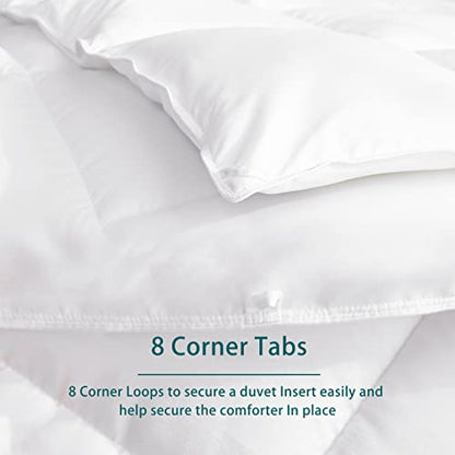  Down Alternative Comforter Queen-90X90 Inches Size All Season Duvet Insert White Soft Brushed Microfiber Cover Skin-Friendly Noiseless Quilted Comforter