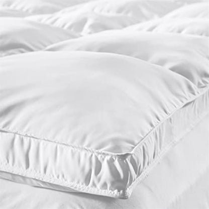  SUPERIOR, Alternative 2 Inch Deep Sized Bed Pillow Top, Comfort Pad, Fluffy Protector, Plush Cooling Extra Soft All-Season Mattress Topper, Full, White