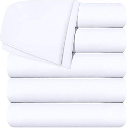  Utopia Bedding Flat Sheets - Pack Of 6 - Soft Brushed Microfiber Fabric - Shrinkage & Fade Resistant Top Sheets - Easy Care (Twin, White)