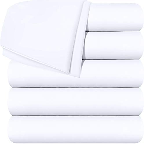 Utopia Bedding Flat Sheets - Pack Of 6 - Soft Brushed Microfiber Fabric - Shrinkage & Fade Resistant Top Sheets - Easy Care (Twin, White)