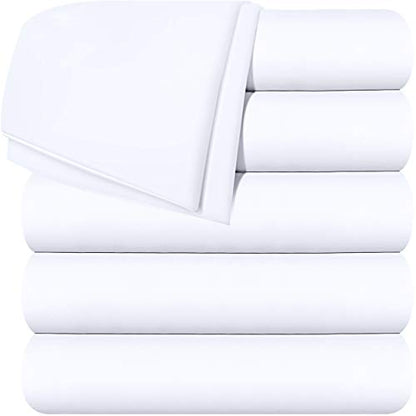  Utopia Bedding Flat Sheets - Pack Of 6 - Soft Brushed Microfiber Fabric - Shrinkage & Fade Resistant Top Sheets - Easy Care (Twin, White)