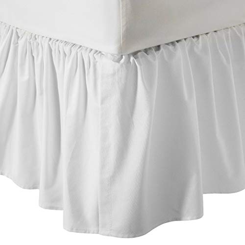 Scala 800 Thread Count Split Corner Dust Ruffle Bed Skirt White Solid 100% Egyptian Cotton Queen (60" X 80") With 19" Drop Length.