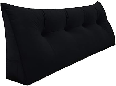  Rucener Triangular Headboard Wedge Pillow Triangular Removable Headboard Backrest Large Bolster Triangular Headboard Backrest Daybed Cushion Daybed Pillows Headboard Pillow Black Twin Size