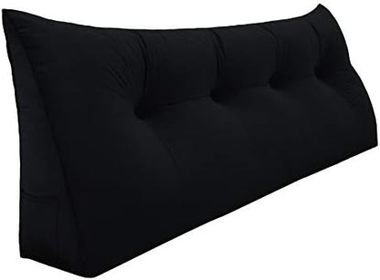  Rucener Triangular Headboard Wedge Pillow Triangular Removable Headboard Backrest Large Bolster Triangular Headboard Backrest Daybed Cushion Daybed Pillows Headboard Pillow Black Twin Size