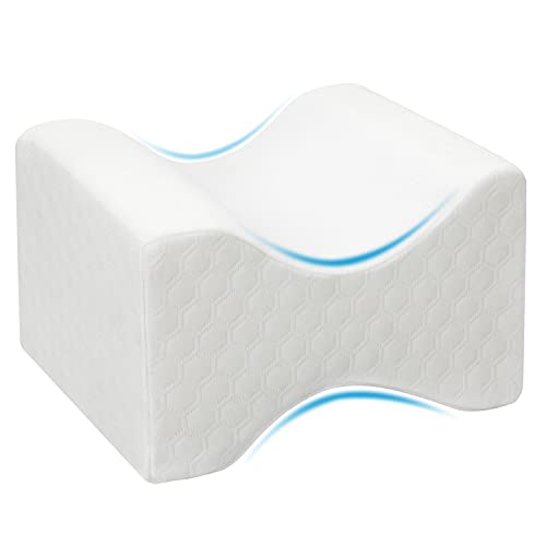  Knee Pillow For Side Sleepers - Wedge Contour Memory Foam Leg Pillow For Sleeping With Extra Cover, Cooling Gel For Sciatica Relief, Leg Pain, Lower Back Pain, Joint Hip Pain