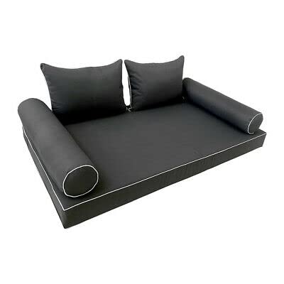 GENERIC 1 Pcs ContrastPipe Daybed Mattress Bolster Fitted Sheet CoverOnly S4 Twin-XL AD003