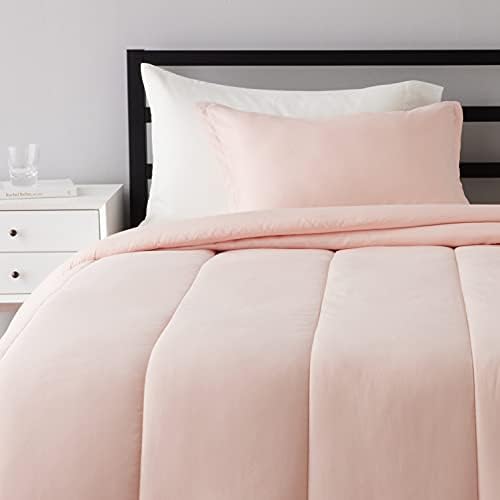  Amazon Basics Reversible Comforter Set, Twin / Twin XL, Blue Harbor Stripes, Microfiber, Ultra-Soft