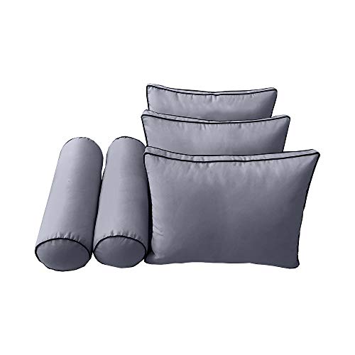  PROLINEMAX |Cover ONLY| Outdoor Style 3 Full Contrast Trim Daybed Mattress Bolster Pillow Fitted Sheet AD001