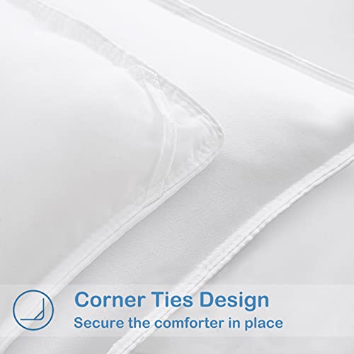  All Season Queen Size Soft Quilted Down Alternative Comforter Reversible Duvet Insert With Corner Tabs,Winter Summer Warm Fluffy,White,88x88 Inches