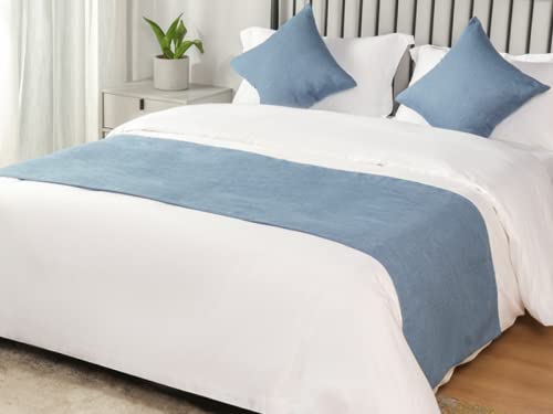  QFWMCW Hotel Bedding Bed Runner Scarf 1 Piece Cotton And Linen Solid Color Soft Bedspreads Coverlets 800 Thread Count Bed Throws For Foot Of Bed For Twin Queen King Size Bed