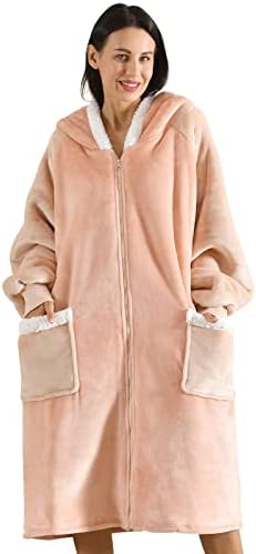  Wearable Blanket Hoodie For Women/Kids/Men, Oversized & Cozy Sherpa Lined Hoodie Sweatshirt Blanket Grey