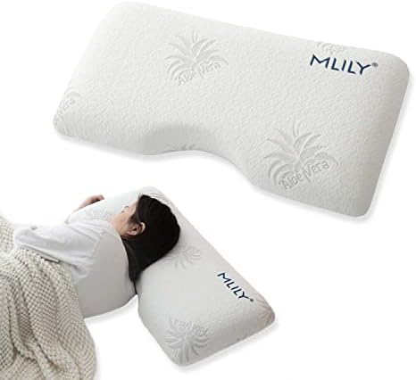  MLILY Side Sleeper Pillow, Cervical Pillow For Neck Pain, Cool Bamboo Charcoal Infused Memory Foam Pillow, Aloe Vera Skin Friendly, Medium Firm, 30x16 Inches
