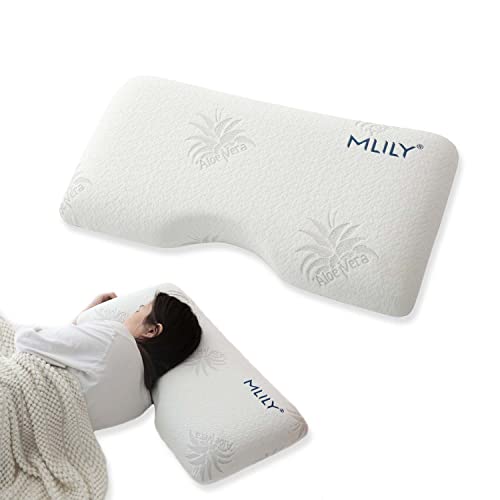  MLILY Side Sleeper Pillow, Cervical Pillow For Neck Pain, Cool Bamboo Charcoal Infused Memory Foam Pillow, Aloe Vera Skin Friendly, Medium Firm, 30x16 Inches