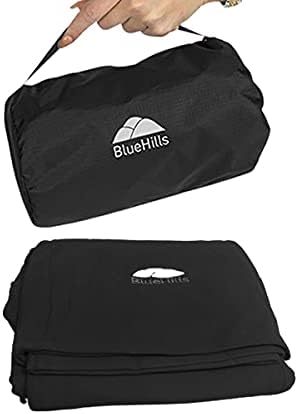  BlueHills Ultra Compact Travel Blanket Pillow In Portable Bag Case Soft 70 X 56 With Strap Backpack Clip Premium Cozy Soft Compact Pack Large Blanket For Airplane Flight Layover Grey - Gray C002