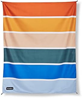 Nomadix Festival Blanket - Perfect For Picnics, Camping, & Lawn Seating - Plush Top & Water Resistant Base - Made With Post Consumer Recycled Materials - Stripes Retro - 60x70