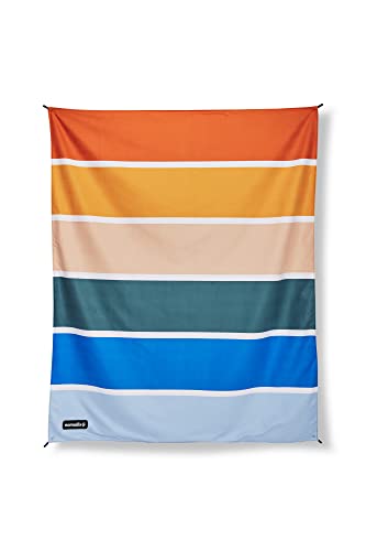 Nomadix Festival Blanket - Perfect For Picnics, Camping, & Lawn Seating - Plush Top & Water Resistant Base - Made With Post Consumer Recycled Materials - Stripes Retro - 60x70