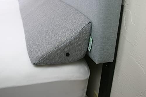  King Size Bed Wedge Pillow Stopper. Headboard Gap Filler (White) To Cover Gap Between Headboard And Bed Or Wall. Soft Washable Air Polyester Cover Over Foam Mattress Wedge (8x6x76”)