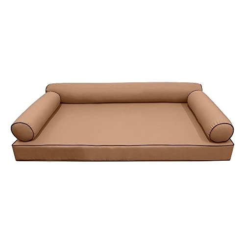  MH GLOBAL |SLIPCOVER ONLY|S6 Outdoor Daybed Mattress Bolster Pillow Cushion Covers Contrast Piped Trim Twin-XL AD104