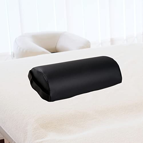  Ibodycare Neck Bolster Pillow For Massage Therapy Table, Yoga, Back Or Knee Support, Wedge For Comfort And Pain Relief, Moon Shaped Table Accessory, Half Round Bed Pad (Black)