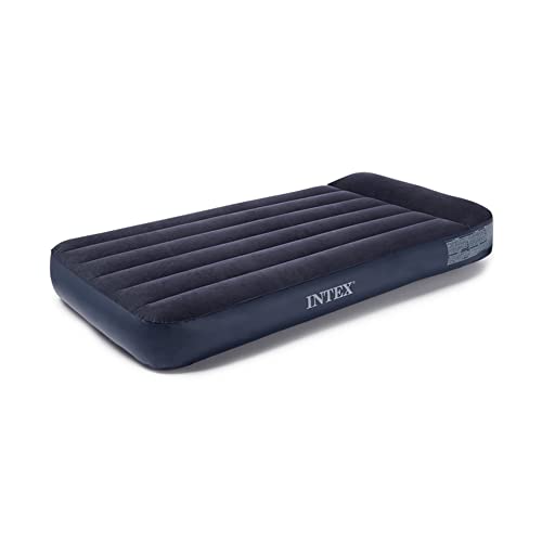 Intex Dura Beam Pillow Rest Classic Blue Inflatable Blow Up Mattress Air Bed With Internal Built In Pump, Twin