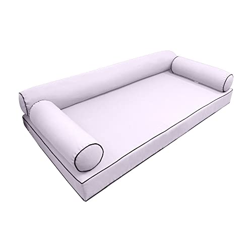 DBM IMPORTS *Cover ONLY*-Style 6 Outdoor Daybed Mattress Bolster Pillow Slipcovers Contrast Pipe Trim Twin Size - AD107