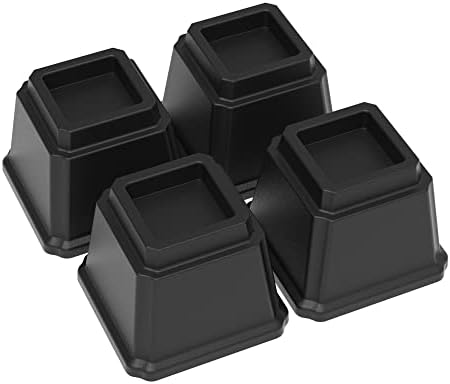  Napnapday Bed Risers 2 Inch Heavy Duty Bed Furniture Elevators, 1,500 Lbs Lifts Up Riser For Sofa And Table Set Of 4, Black