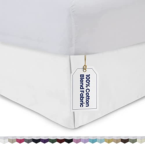  Skirt King Size Pleated Style By Comfort Beddings 100% Cotton Blend Fabric, Premium Tailored Fit 1pc Bedskirt King Size 18" Drop Length White Solid