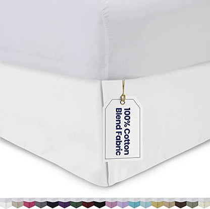  Skirt King Size Pleated Style By Comfort Beddings 100% Cotton Blend Fabric, Premium Tailored Fit 1pc Bedskirt King Size 18" Drop Length White Solid