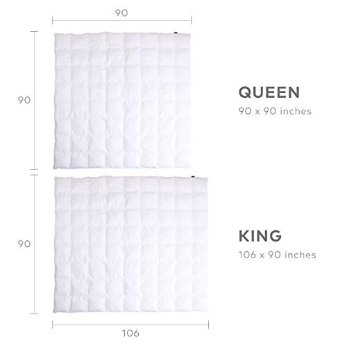  Ll Season Down Comforter - Ultra Soft Duvet Insert, 100% Cotton Shell, 50% Down & 50% Feather Real Filling, Breathable, Machine Washable (White, King Size)