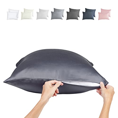 Queen Bamboo Pillow Cases - Bamboo Pillowcase Set Of 2, Bamboo Pillowcases Queen Size 2 Pack, Cooling Pillow Case 30x20 Zippered Pure 100% Viscose Hotel Quality