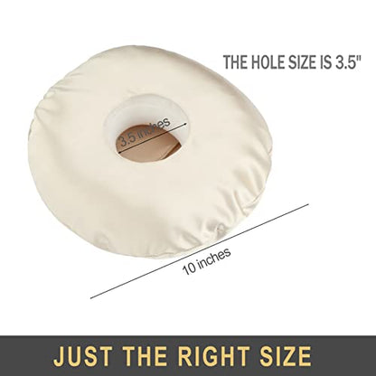 HapiPoppy Detachable Piercing Pillow With Silk Pillowcase, Easy To Clean Ear Pillow With Hole For Side Sleepers, Ear Pain, Head, Cnh, Pressure Sore | Washable Donut Smooth Guard Pillows Champagne