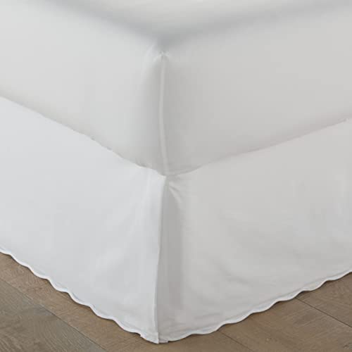  - Queen Bedskirt, Cotton Tailored Bedskirt, Simple Stylish Home Decor (Solid White, Queen)
