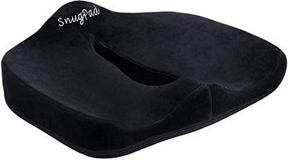  SnugPad Memory Foam Lumbar Pillow And Seat Cushion Combo, Ergonomic, Orthopedic, Lower Back Support, Premium Washable Velvet Covers With Non-Slip Bottom, Ideal For Office Chairs And Car Seats (Black)