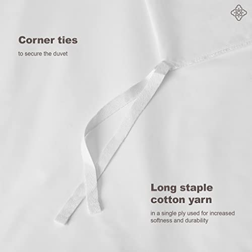  100% Organic Cotton Duvet Cover Queen Set – Crisp, Soft & Naturally Cooling Weave, 300 Thread Count GOTS Certified Full / Queen Duvet Cover & 2 Pillow Shams – 88x92 Inches, White