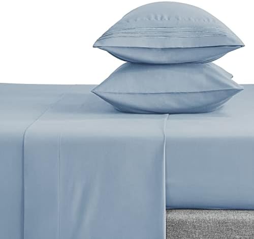  Queen Bed Sheets Set 1800 Series 4-Piece Embroidered Double Brushed Microfiber Sheets 16" Deep Pocket Hotel Soft Luxury Bedding Sheet Set, Wrinkle Resistant, White