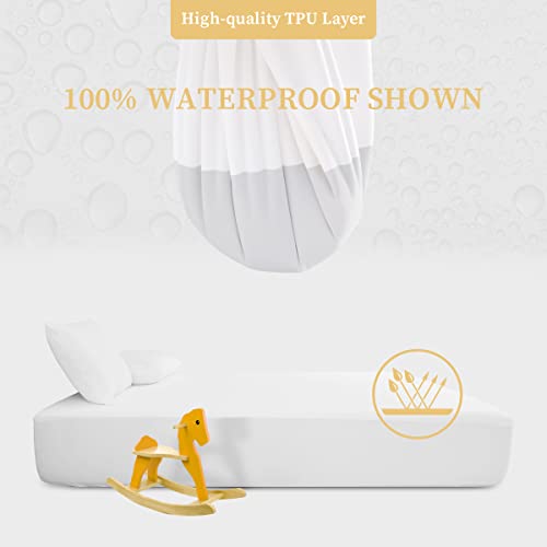  And Sound Queen Mattress Protector, Premium 100% Waterproof Mattress Cover, Noiseless Breathable Soft, Fitted Deep Pocket 8-21 Inch Bed Cover, Vinyl Free