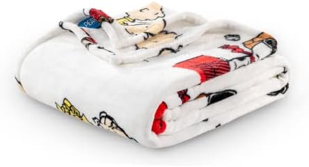  VelvetLoft® Peanuts® Snoopy Cute Character Plush Throw Blanket,Peanuts Poses And Paws,Throw 55 X 70 Inches (Official Peanuts® Product)