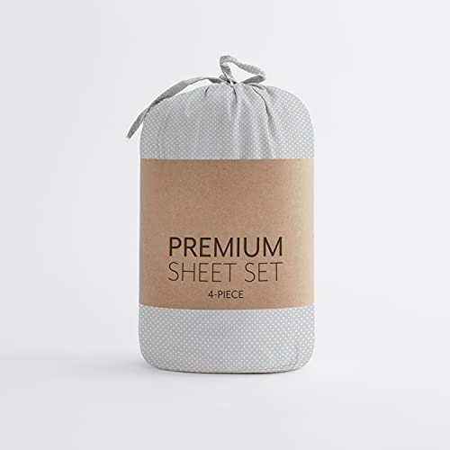  Linen Market Premium My Heart Pattern 4 Piece Bed Sheet Set, Full, Light Gray