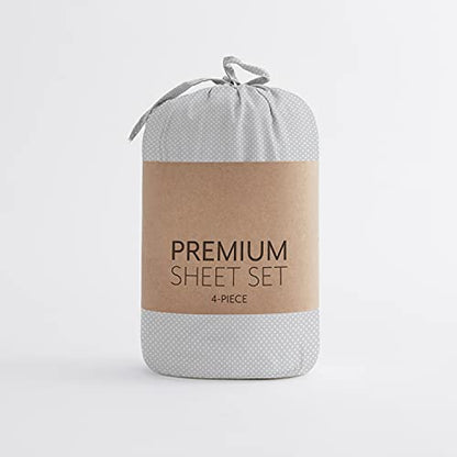  Linen Market Premium My Heart Pattern 4 Piece Bed Sheet Set, Full, Light Gray