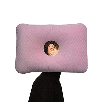  Pozico Side Sleeping Ear Pillow With Ear Hole- Piercing Pillow For Side Sleepers- Helps Reduce Ear Pain From CNH, Pressure Sores, Post Ear Surgery, Ear Pain Or Ear Plugs (Pink, Large Ear Pillow)