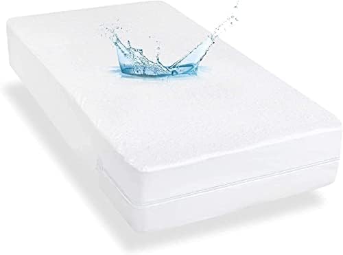  Zippered Mattress Protector Twin Extra Long With Ultra Soft Terry Surface, 6-Side Waterproof Mattress Encasement, Durable Zipper, Noiseless, For Standard Twin XL Size Mattress 39'' X 80''