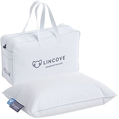  Lincove Microgel Travel Pillow - Global Recycled Standard Certified - Plush And Cozy Luxury Pillow To Support Head, Neck, While Sleeping On Airplanes, Cars, Hotels & Home - 12"x16"