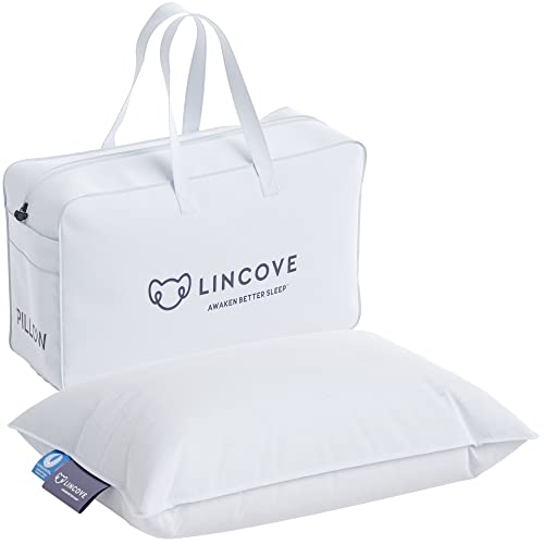  Lincove Microgel Travel Pillow - Global Recycled Standard Certified - Plush And Cozy Luxury Pillow To Support Head, Neck, While Sleeping On Airplanes, Cars, Hotels & Home - 12"x16"
