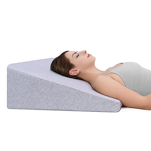  RECCI Bed Wedge Pillow With Memory Foam Top, Back Wedge Pillow For Bed, Wedge Pillow For Sleeping And Acid Reflux, Anti Snoring, Gerd Pillow, Reading Pillow Bed Wedge With Removable Cover (8.5-Inch)