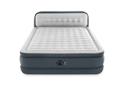  Intex Queen Air Mattress With Headboard And Built In Pump - 18" Easy Inflatable Mattress Air Bed, Dura-Beam Deluxe Ultra Plush Blow Up Mattress, Inflatable Pillow For Camping, Travel And Home Included