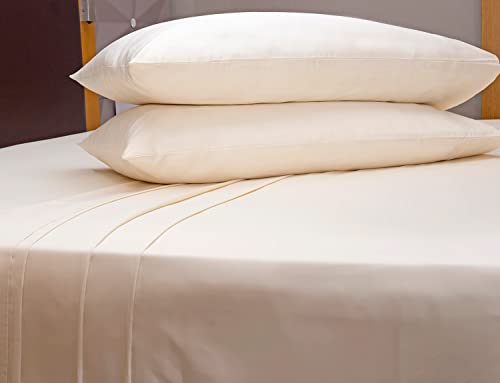  RV Short Queen Size 100% Cotton Sheets Set - 400 Thread Count - Ivory - 4pc Long Staple Combed Cotton Bed Sheets - Breathable, Sateen Weave For Soft & Silky Feel, Fits Mattress Up To 16'' Deep Pocket