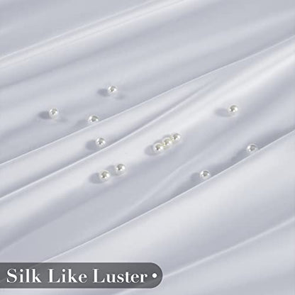  Shilucheng 100% Eucalyptus Sheets Queen Size, Lyocell Sheets Silk Cooling Bed Sheets Set,Silky Soft & Smooth, Breathable Tencel Queen Sheets Deep Pocket - 4PC, White